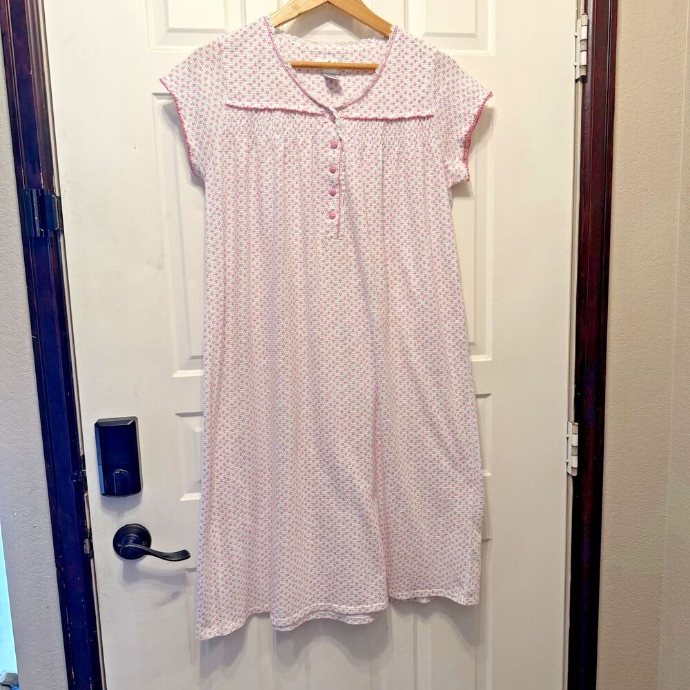 Aria Vintage Floral Nightgown Womens Medium Pink Cotton Blend Cottagecore Gown